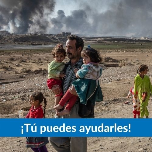 Padre huyendo con hijos Padre huyendo con hijos